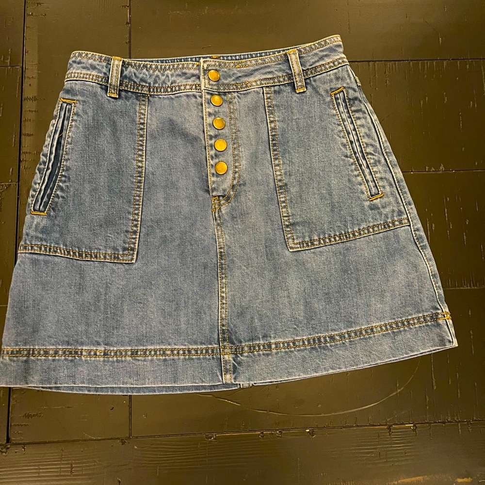 Free People Button Fly Denim Skirt - Sz 26